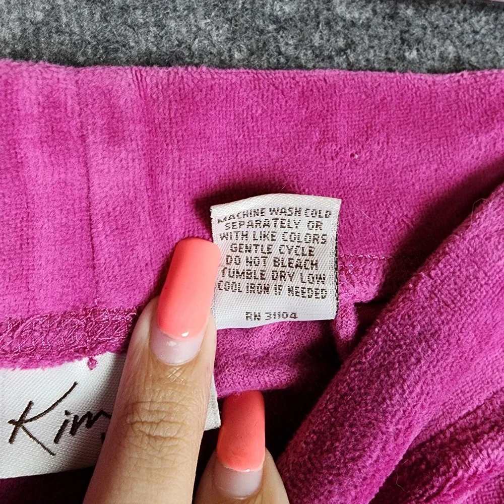 Kim Rogers Tracksuit Womens PM Pink Velour 2 Piece Set Full Zip Pants EUC